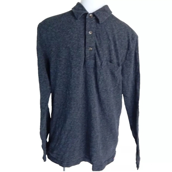 Faherty Gray Long Sleeve Polo - Picture 1 of 3